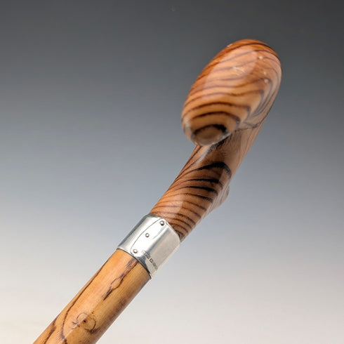 2018 年英國製造木紋棕褐色軸德比手柄純銀裝飾手杖 88 厘米