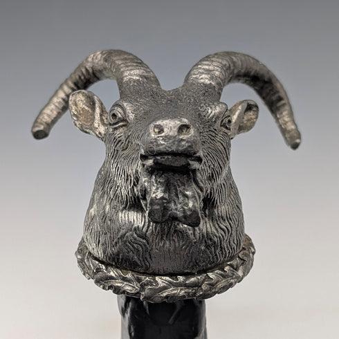 英國復古黑軸錫製山羊頭手柄手杖 85 厘米