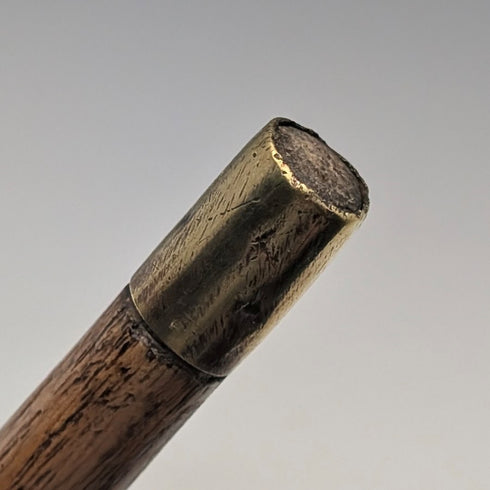 英國古董棕色和棕褐色軸圓柄手杖 77 厘米