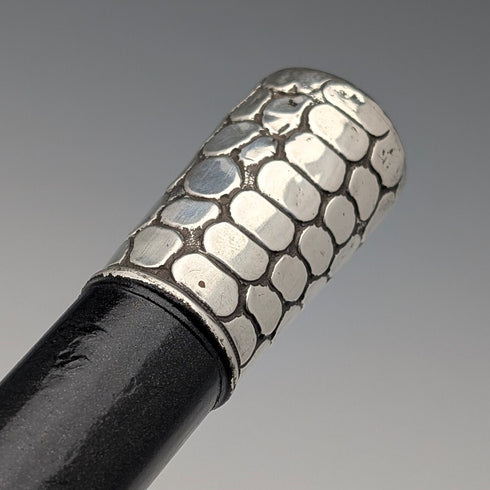 美國古董黑軸鱷魚風格純銀裝飾手柄手杖 80 厘米