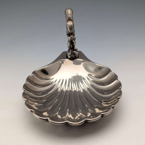 British Vintage Silver Plated Squirrel Decorated Shell Nut Dish