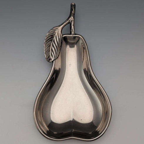 Vintage British silver plate pear-shaped nut dish