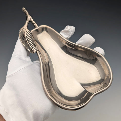 Vintage British silver plate pear-shaped nut dish