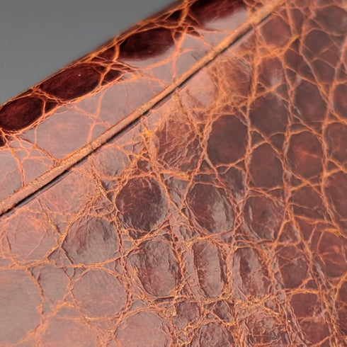 1907年 英国アンティーク 純銀装飾 小型革財布 小銭入れ Boots Pure Drug Company