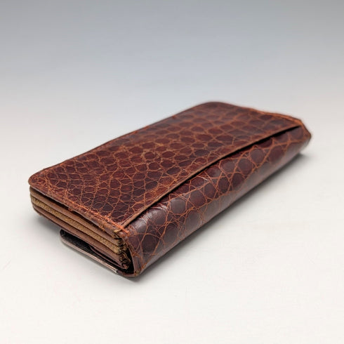 1907年 英国アンティーク 純銀装飾 小型革財布 小銭入れ Boots Pure Drug Company