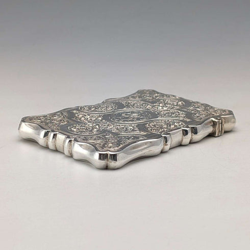 1873 British antique sterling silver card case, 91g, Colen Hewer, Cheshire