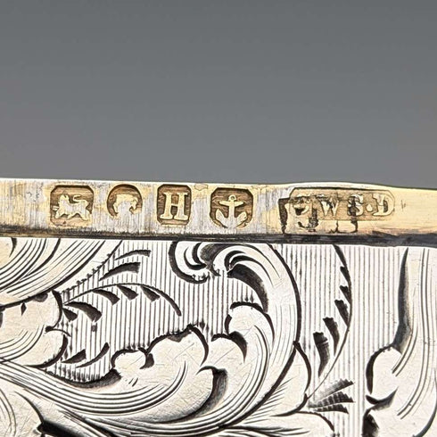 1856 British antique sterling silver card case 66g Frederick Marson