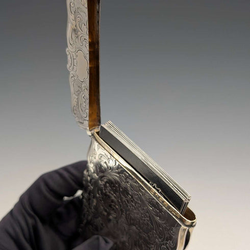 1856 British antique sterling silver card case 66g Frederick Marson