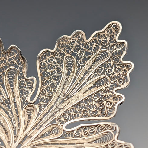 古董純銀花絲葉設計茶罐勺