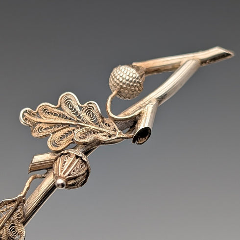 古董純銀花絲葉設計茶罐勺