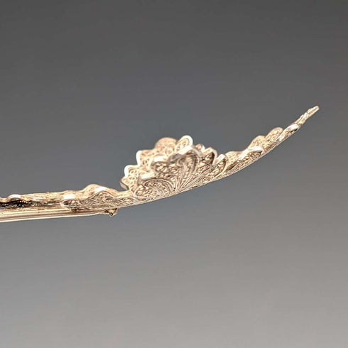 Antique sterling silver filigree leaf design tea caddy spoon