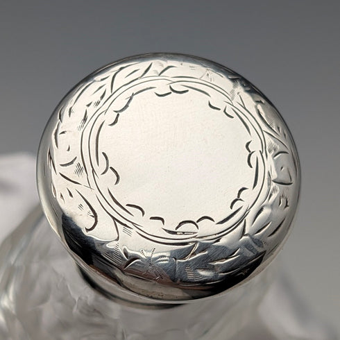 1900年頃 英国アンティーク 純銀スクリュー蓋 ガラスボトルペア