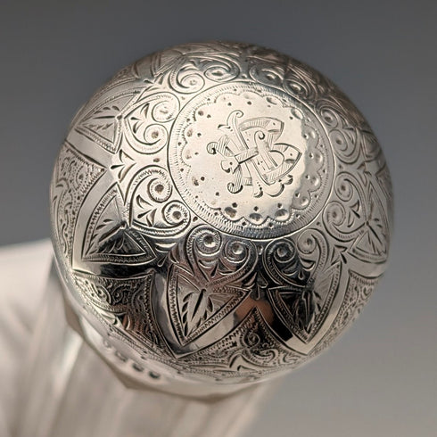 1888年 英国アンティーク 純銀蓋 ガラスボトル長短ペア Army&Navy Cooperative