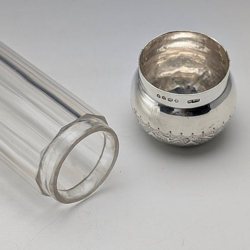 1888年 英国アンティーク 純銀蓋 ガラスボトル長短ペア Army&Navy Cooperative