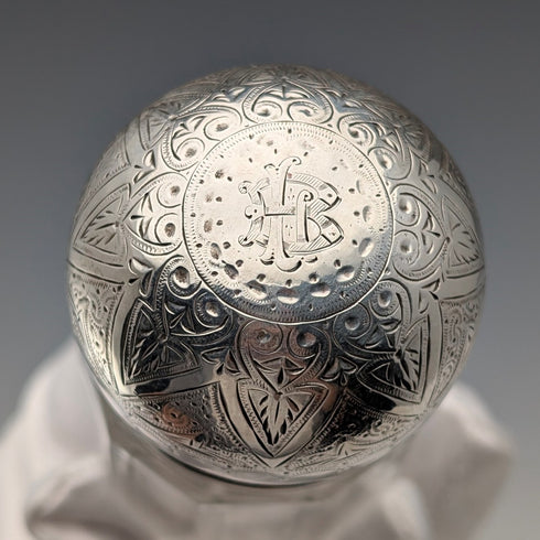 1888年 英国アンティーク 純銀蓋 ガラスボトル長短ペア Army&Navy Cooperative