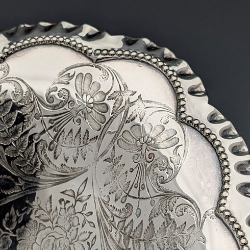 1900 British antique silver plate basket with movable handle by Roberts & Belk