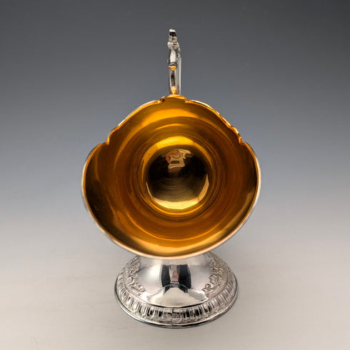 Vintage silver plate sugar bowl with charcoal crate design, boxed