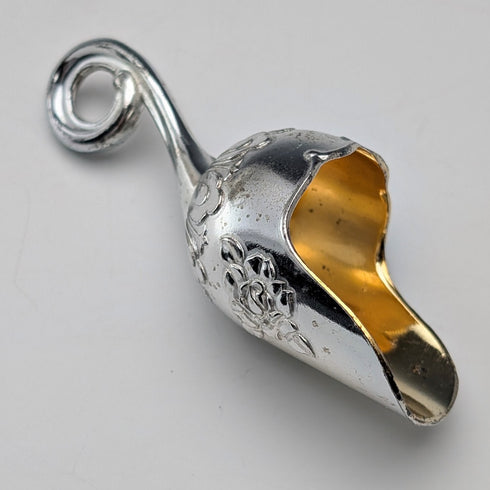 Vintage silver plate sugar bowl with charcoal crate design, boxed