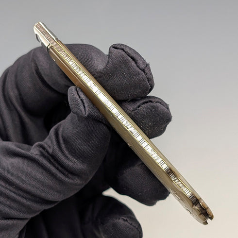 1846 年英國古董白色珍珠手柄純銀雕刻刀片筆刀亞倫哈德菲爾德
