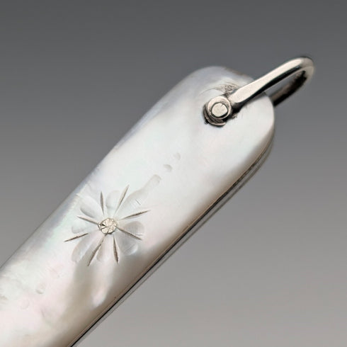 1896 British antique white mother-of-pearl handle pure silver button hook Arthur Worral Staniforth