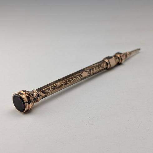 アンティーク ロールドゴールド マジックペンシル アメジスト装飾 伸縮式97-121mm