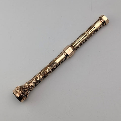 アンティーク ロールドゴールド マジックペンシル アメジスト装飾 伸縮式97-121mm