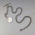 Circa 1900 British antique sterling silver Albert chain, 49g sterling silver medal fob
