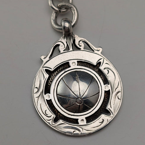 約 1900 年英國古董純銀阿爾伯特鏈 49 克純銀獎章鑰匙扣