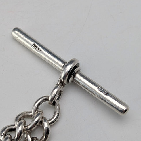 約 1900 年英國古董純銀阿爾伯特鏈 49 克純銀獎章鑰匙扣