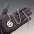 Circa 1900 British antique sterling silver Albert chain, 49g sterling silver medal fob