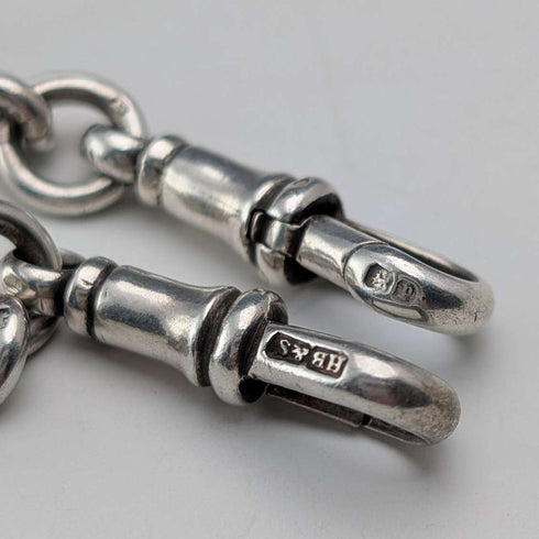 Circa 1914 British antique sterling silver double Albert chain, 53g, no fob