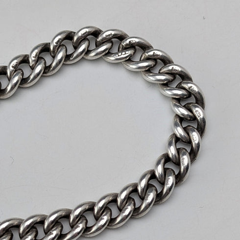 Circa 1914 British antique sterling silver double Albert chain, 53g, no fob