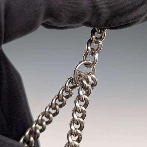 Circa 1914 British antique sterling silver double Albert chain, 53g, no fob