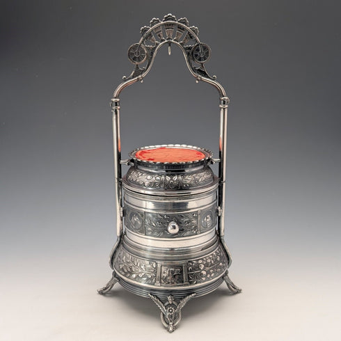 19 世紀末美國古董鍍銀懷錶支架與配件盒 Reed & Barton