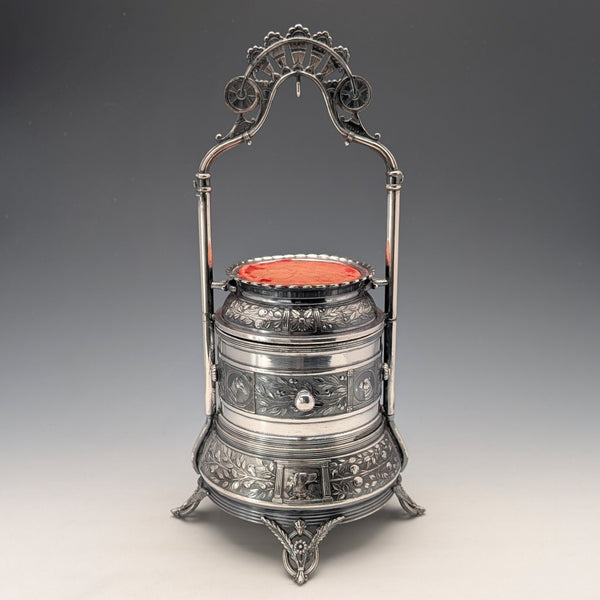 19 世紀末美國古董鍍銀懷錶支架與配件盒 Reed & Barton