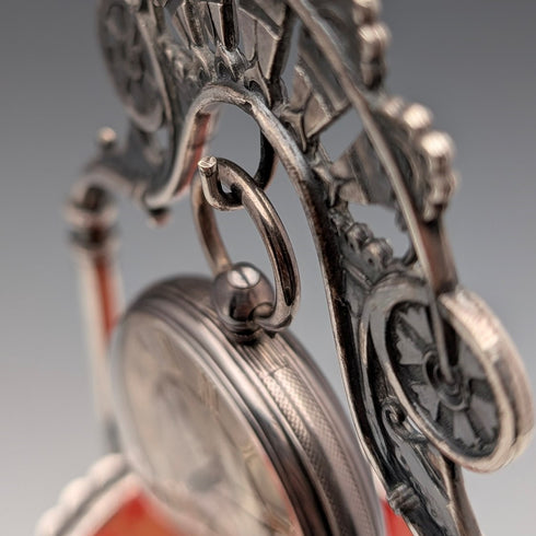 19 世紀末美國古董鍍銀懷錶支架與配件盒 Reed & Barton