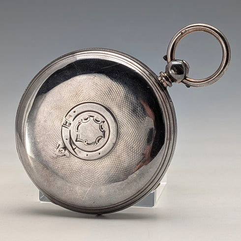 1862年 英国アンティーク 装飾ダイヤル 鍵巻き 懐中時計 直径53mm 動作良好