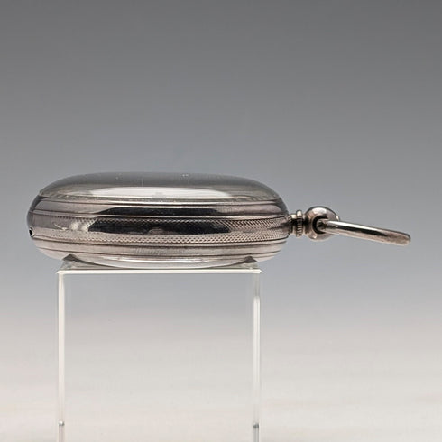 1862年 英国アンティーク 装飾ダイヤル 鍵巻き 懐中時計 直径53mm 動作良好