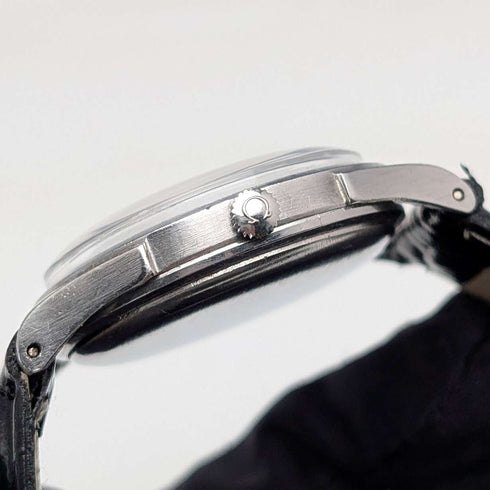 1945 Omega 2421/1 Men's Automatic Watch Cal28.10RA Black Dial 35mm Stainless Steel Case Good Working Condition