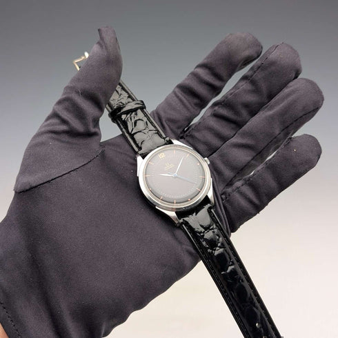 1945 Omega 2421/1 Men's Automatic Watch Cal28.10RA Black Dial 35mm Stainless Steel Case Good Working Condition