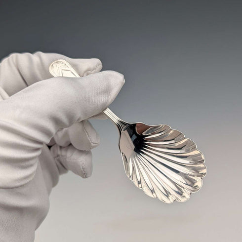 1876 British antique sterling silver tea caddy spoon by Josiah Williams