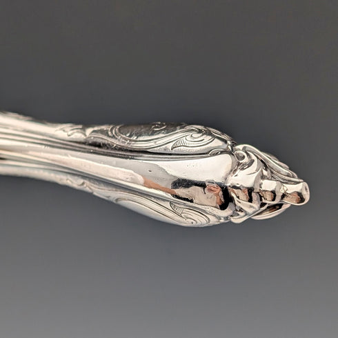 1856 British antique pure silver serving cutlery pair, total weight 174g, Martin Hall