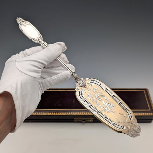 1900年頃 フレンチアンティーク 950シルバー製 ペストリーサーバ 109g Eugene Lefebvre ケース付