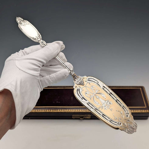 1900年頃 フレンチアンティーク 950シルバー製 ペストリーサーバ 109g Eugene Lefebvre ケース付