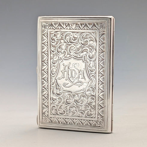 1874年 英国アンティーク 純銀 両開き型カードケース 104g George Unite