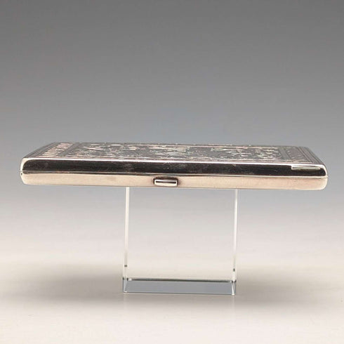 1874 British antique pure silver double door card case 104g George Unite