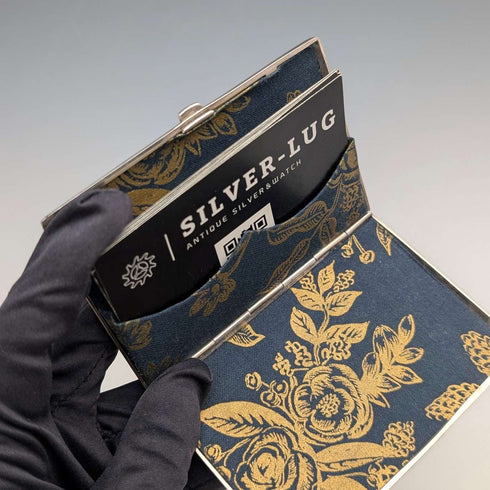 1874 British antique pure silver double door card case 104g George Unite