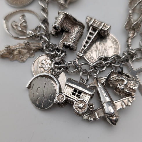 約 1970 年英國復古純銀吊飾手鍊 78 克