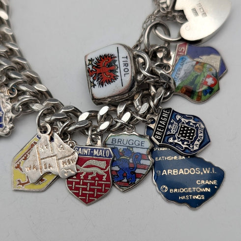 1965 英國復古純銀吊飾手鍊 74 克 WJS