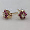 Antique 18K Gold Earrings with Diamonds, Rubies and Flowers